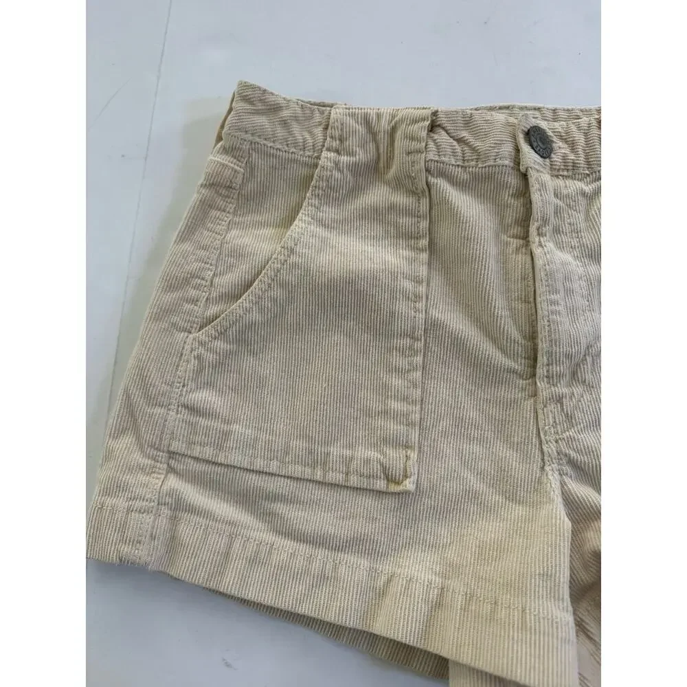 American Eagle Corduroy Shorts Size 4 Cream Super Stretch Patch Pockets #7401